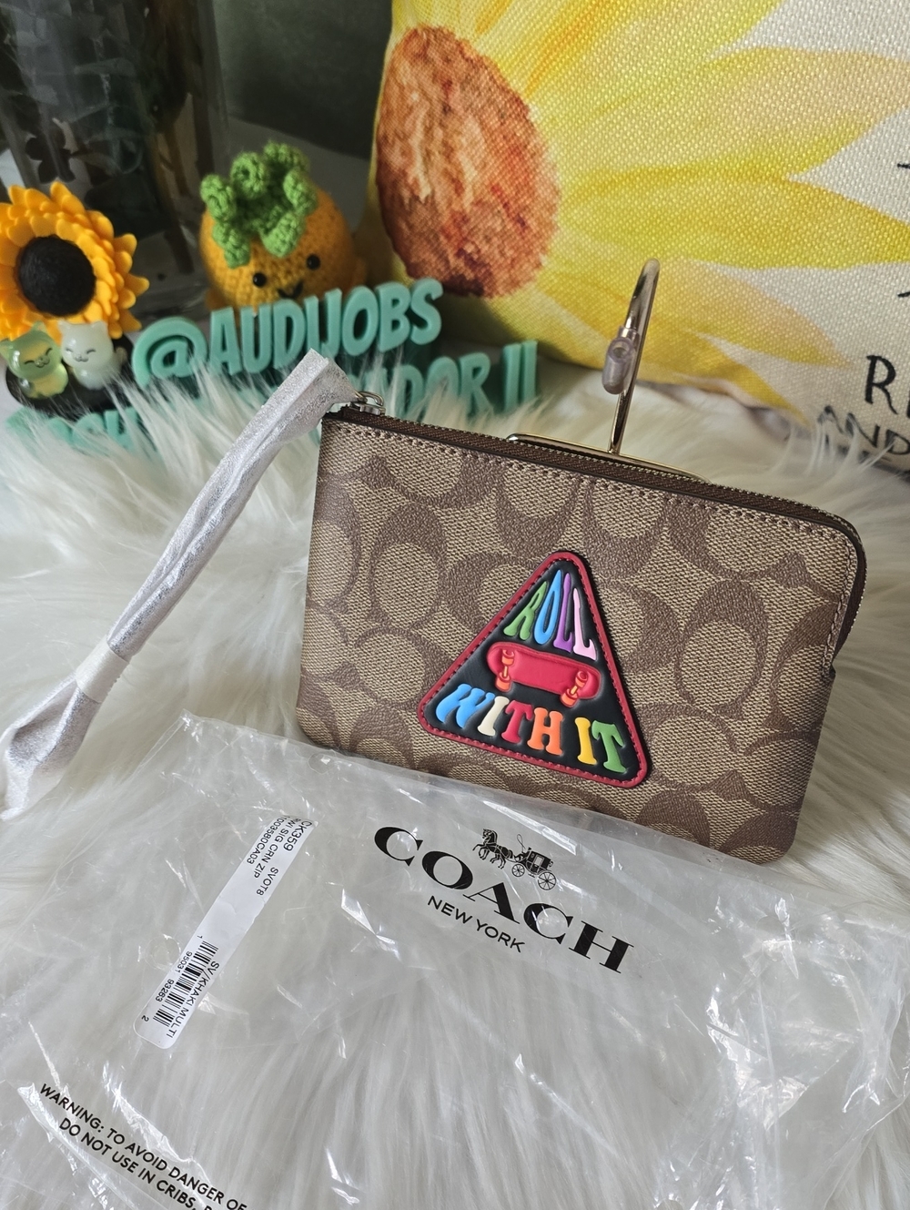 Coach NWT Roll With It  Wristlet with Multicolor Patch